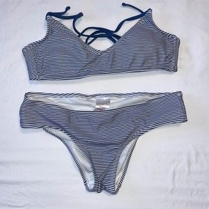 Xhilaration Boat Style Striped Bikini Set